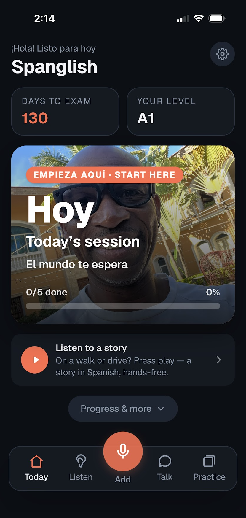 Screenshot of Spanglish — daily Spanish practice app